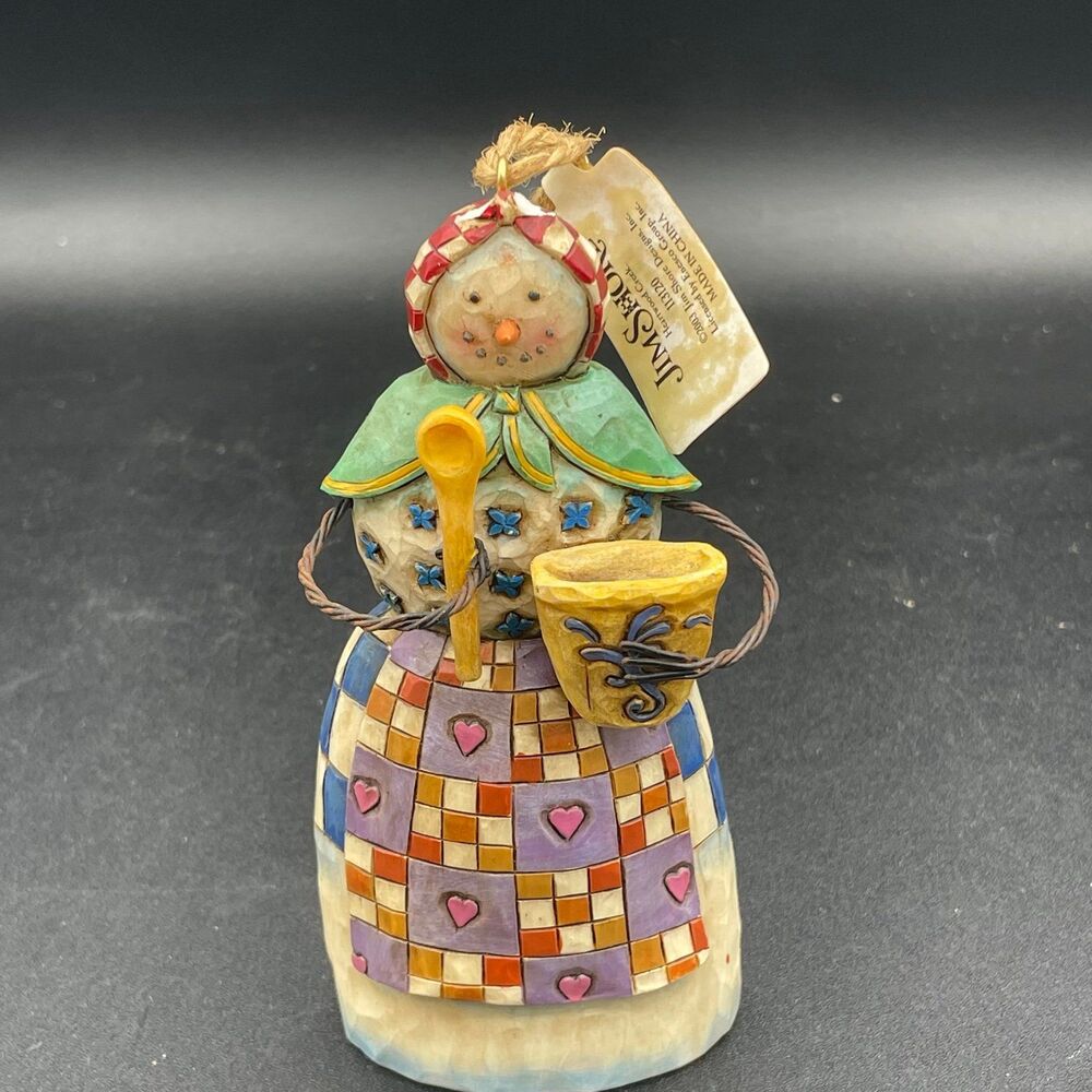 Jim Shore Heartwood Creek Snowman Figurine Spoon Pot 2003 Enesco Group
